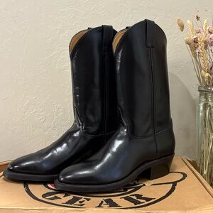 Vintage NWT Justin Boots 3040 Black Roper Boots Men’s 9D USA NOS w/Box